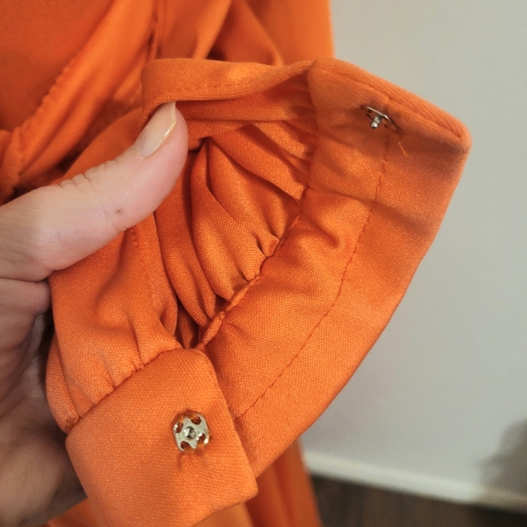 Vintage 70s Orange Maxi Dress With Criss Cross Tie Back Detail Small - Picture 11 of 13